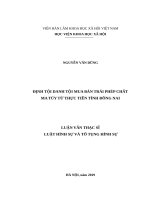 Định tội danh tội mua bán trái phép chất ma túy từ thực tiễn tỉnh Đồng Nai