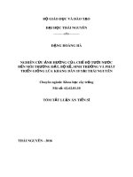 Tóm tắt Luận án tiến sĩ Khoa học cây trồng: Nghiên cứu ảnh hưởng của chế độ tưới nước đến môi trường đất, bộ rễ, sinh trưởng và phát triển giống lúa Khang dân 18 tại Thái Nguyên
