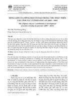 Đóng góp của đồng bào có đạo trong việc phát triển các lĩnh vực ở tỉnh Long An (2003 – 2016)