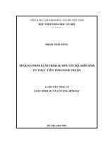 Áp dụng pháp luật hình sự đối với tội hiếp dâm từ thực tiễn tỉnh Ninh Thuận