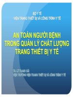 Bài giảng An toàn người bệnh trong quản lý chất lượng trang thiết bị y tế