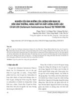 Nghiên cứu ảnh hưởng của lượng bón đạm (N) đến sinh trưởng, năng suất và chất lượng dược liệu cà gai leo (Solanum hainanense Hance) tại Thanh Hóa
