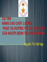 Bài giảng Cải tiến nâng cao chất lượng phục vụ hướng tới sự hài lòng của người bệnh tại phòng khám