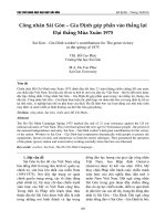 Công nhân Sài Gòn – Gia Định góp phần vào thắng lợi Đại thắng Mùa Xuân 1975