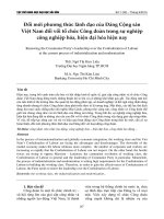 Đổi mới phương thức lãnh đạo của Đảng Cộng sản Việt Nam đối vối tổ chức Công đoàn trong sự nghiệp công nghiệp hóa, hiện đại hóa hiện nay