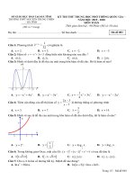 Đề thi thử THPT Quốc gia môn Toán năm 2020 có đáp án - Sở GD&ĐT Hà Tĩnh (Mã đề 003)