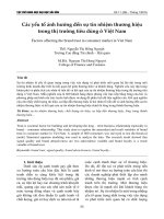 Các yếu tố ảnh hưởng đến sự tín nhiệm thương hiệu trong thị trường tiêu dùng ở Việt Nam
