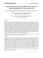 Nhân tố ảnh hưởng đến quyết định chọn Trường Cao đẳng Công nghiệp Tuy Hòa của sinh viên