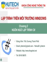 Bài giảng Lập trình trên môi trường Window: Chương 2 - ThS. Dương Thành Phết