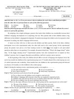 Đề thi thử THPT Quốc gia môn Tiếng Anh năm 2020 có đáp án - Sở GD&ĐT Hà Tĩnh (Mã đề 001)