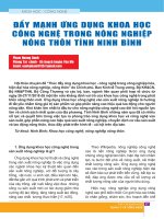 Đẩy mạnh ứng dụng khoa học công nghệ trong nông nghiệp nông thôn tỉnh Ninh Bình