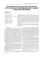 Quan hệ kinh tế giữa các dân tộc vùng biên giới Việt - Lào khu vực các tỉnh Điện Biên, Sơn La, Nghệ an và Hủa Phăn, Xiêng Khoảng