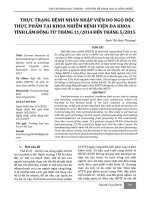Thực trạng bệnh nhân nhập viện do ngộ độc thực phẩm tại khoa nhiễm Bệnh viện Đa khoa tỉnh Lâm Đồng từ tháng 11/2014 đến tháng 5/2015