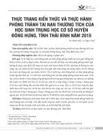 Thực trạng kiến thức và thực hành phòng tránh tai nạn thương tích của học sinh trung học cơ sở huyện Đông Hưng, tỉnh Thái Bình năm 2015