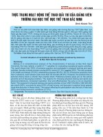 Thực trạng hoạt động thể thao giải trí của giảng viên trường Đại học Thể dục Thể thao Bắc Ninh