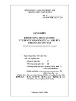 skkn PROMOTING HIGH SCHOOL STUDENTS’ GRAMMATICAL ABILITY THROUGH CONTEXT 