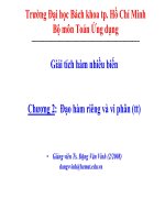 Bài giảng Giải tích hàm nhiều biến: Chương 2(tt) - Trường ĐH Bách Khoa TP. Hồ Chí Minh