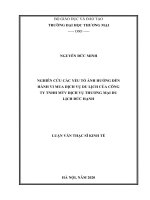 (Luận văn thạc sĩ) Nghiên cứu các yếu tố ảnh hưởng đến hành vi mua  dịch vụ du lịch của công ty TNHH MTV dịch vụ thương mại du lịch đức hạnh