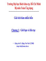 Bài giảng Giải tích hàm nhiều biến: Chương 1 - Trường ĐH Bách Khoa TP. Hồ Chí Minh