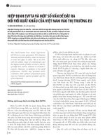 Hiệp định EVFTA và một số vấn đề đặt ra đối với xuất khẩu của Việt Nam vào thị trường EU