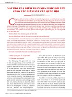 Vai trò của kiểm toán nhà nước đối với công tác giám sát của Quốc hội