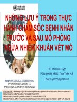 Bài giảng Những lưu ý trong thực hành chăm sóc bệnh nhân trước và sau mổ phòng ngừa nhiễm khuẩn vết mổ