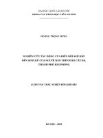 Nghiên cứu tác động của biến đổi khí hậu đến sinh kế của người dân trên đảo cát bà, thành phố hải phòng 