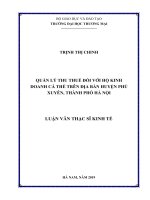 (Luận văn thạc sĩ) Quản lý thu thuế đối với hộ kinh doanh cá thể trên địa bàn huyện phú xuyên, thành phố hà nội