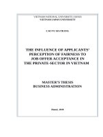 The influence of applicants’ perceptions of fairness to job offer acceptance in the private sector in vietnam  