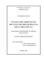 Luận án tiến sĩ Kỹ thuật: Ứng dụng điều khiển dự báo phi tuyến cho thiết bị phản ứng khuấy trộn liên tục