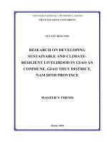 Research on developing sustainable and climate resilient livelihood in giao an commune, giao thuy district, nam dinh province 