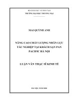 (Luận văn thạc sĩ) Nâng cao chất lượng nhân lực tác nghiệp tại khách sạn pan pacific hà nội