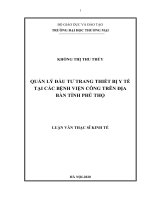 Quản lý đầu tư trang thiết bị y tế tại các bệnh viện công trên địa bàn tỉnh phú thọ 