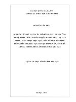 Nghiên cứu đề xuất các mô hình, giải pháp công nghệ khai thác nguồn nước karst phục vụ cấp nước sinh hoạt cho cư dân khu vực huyện đồng văn, tỉnh hà giang trong bối cảnh biến đổi khí hậu 