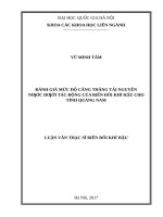 Đánh giá mức độ căng thẳng tài nguyên nước dưới tác động biến đổi khí hậu đến quảng nam 