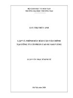(Luận văn thạc sĩ) Lập và trình bày báo cáo tài chính tại công ty cổ phần cao su sao vàng