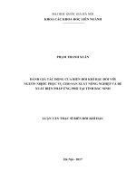 Đánh giá tác động của biến đổi khí hậu đối với nguồn nước phục vụ cho sản xuất nông nghiệp và đề xuất biện pháp ứng phó tại tỉnh bắc ninh luận văn ths  biến đổi khí hậu  