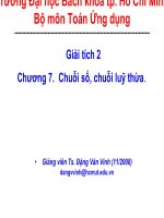 Bài giảng Giải tích hàm nhiều biến: Chương 7 - Trường ĐH Bách Khoa TP. Hồ Chí Minh