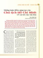 Những luận điểm sáng tạo của về vai trò của văn hóa Chủ tịch Hồ Chí Minh