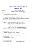 Giáo án tiếng Anh lớp 10 chương trình mới trọn bộ năm học 2020  2021