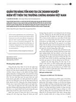 Quản trị hàng tồn kho tại các doanh nghiệp niêm yết trên thị trường chứng khoán Việt Nam