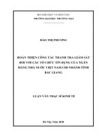 (Luận văn thạc sĩ) Hoàn thiện công tác thanh tra, giám sát đối với các tổ chức tín dụng của ngân hàng nhà nước việt nam chi nhánh tỉnh bắc giang