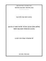 Quản lý nhà nước về du lịch cộng đồng trên địa àn tỉnh hà giang 