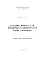 Đánh giá độ mặn trên hệ thống thủy nông và biến động sử dụng đất trong bối cảnh biến đổi khí hậu tại huyện giao thủy, tỉnh nam định 