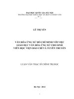 Văn hóa ứng xử hồ chí minh với việc giáo dục văn hóa ứng xử cho sinh viên học viện báo chí và tuyên truyền   