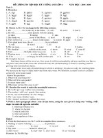 Đề cương ôn tập học kỳ 2 môn Tiếng Anh lớp 6 năm học 2019-2020