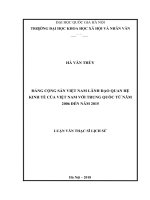 Đảng cộng sản việt nam lãnh đạo quan hệ kinh tế của việt nam với trung quốc từ năm 2006 đến năm 2015    