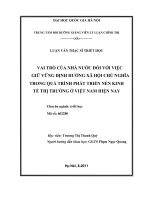 Vai trò của nhà nước đối với việc giữ vững định hướng xã hội chủ nghĩa trong quá trình phát triển nền kinh tế thị trường ở việt nam hiện nay 