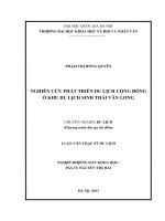 Nghiên cứu phát triển du lịch cộng đồng ở khu du lịch sinh thái vân long    
