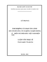 Ảnh hưởng của đạo tin lành đối với đời sống tín ngưỡng người HMông ở miền núi phía bắc việt nam hiện nay 